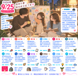 2026年9月25日 明日星座運勢  想到什麼，就先把它記下來