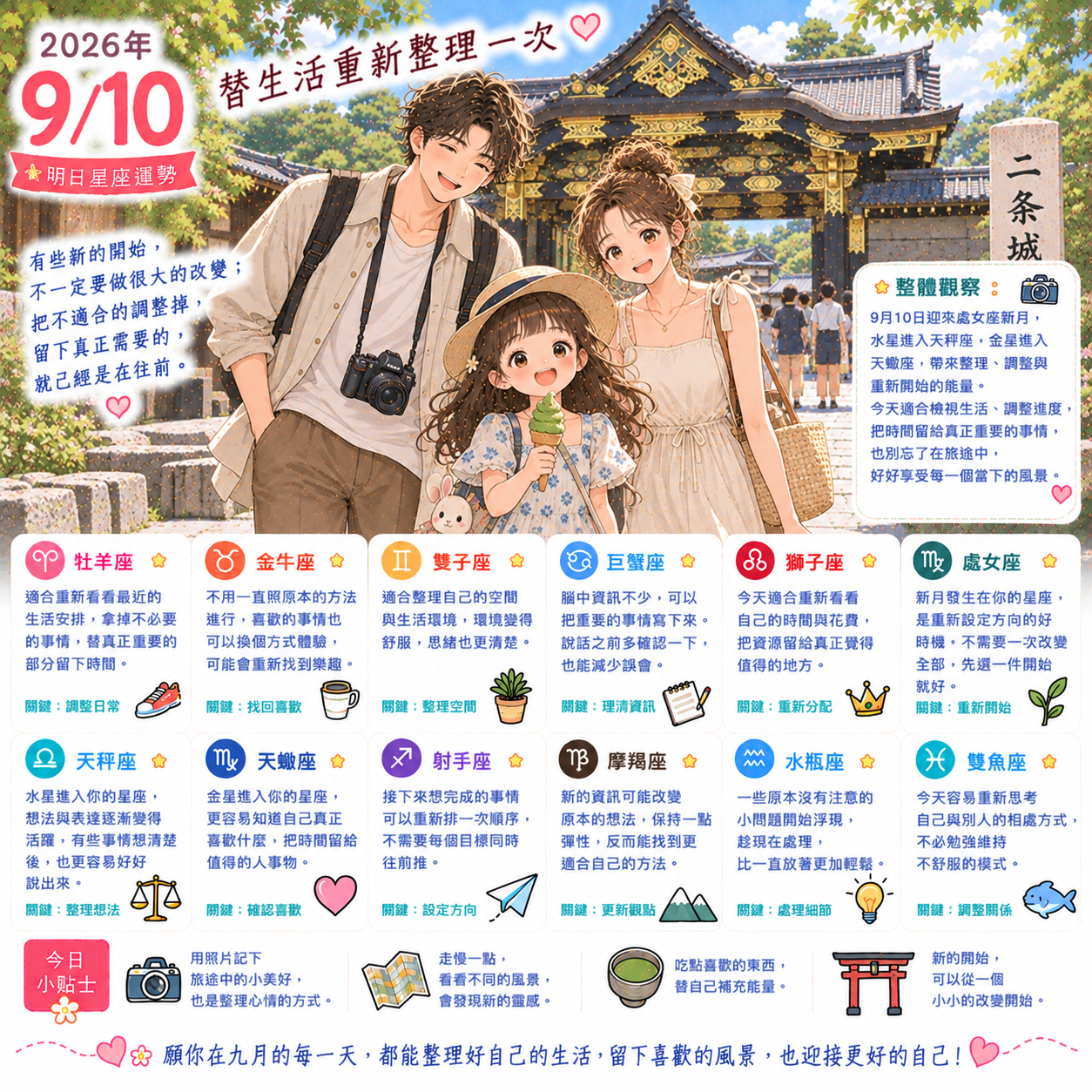 2026年9月10日 明日星座運勢  替生活重新整理一次