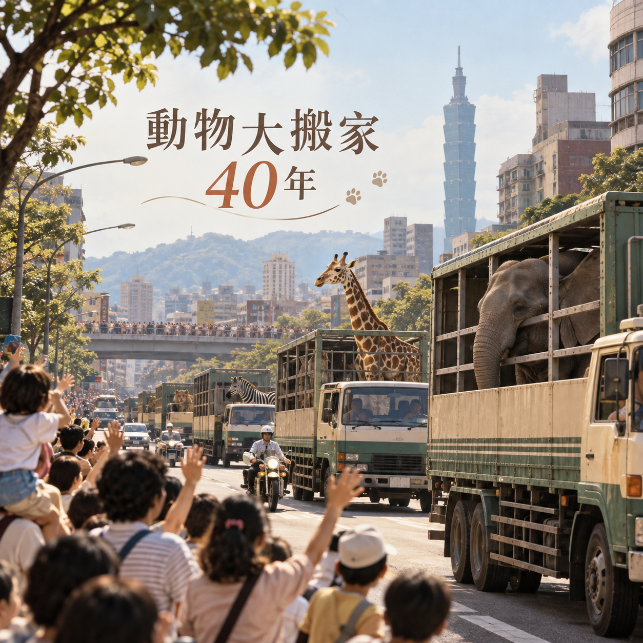 台北動物園「世紀大搬家」滿40年！20輛動物專車穿越台北　數十萬人夾道歡送