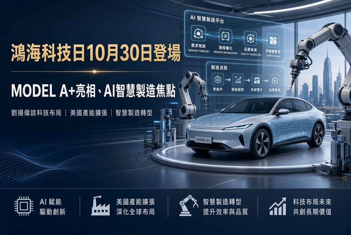 鴻海科技日10月30日登場　MODEL A+亮相、AI智慧製造成焦點